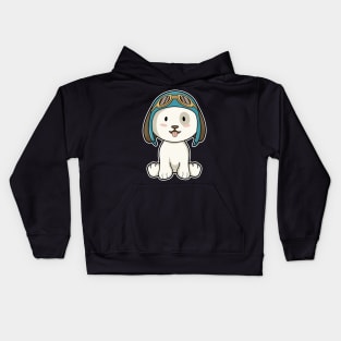 Dog as Aviator with Hat & Glasses Kids Hoodie